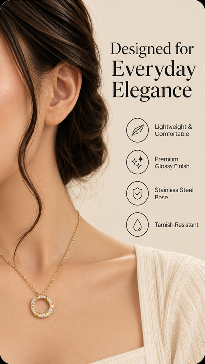 Crystal Circle Pendant Necklace – Elegant Minimal Jewellery Australia
