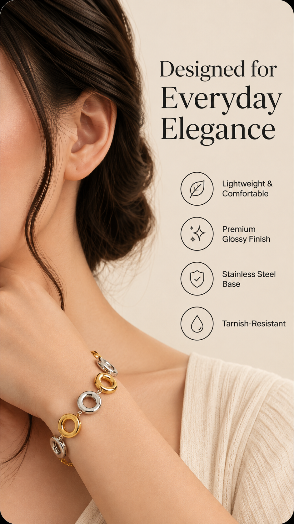Gold & Silver Circle Link Bracelet – Elegant Luxury Jewellery Australia