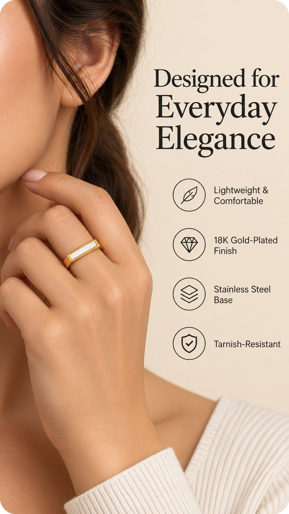 Gold Bar Statement Ring – Minimal Jewellery Australia