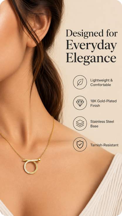 Gold Circle Loop Pendant Necklace – Minimal Statement Jewellery Australia