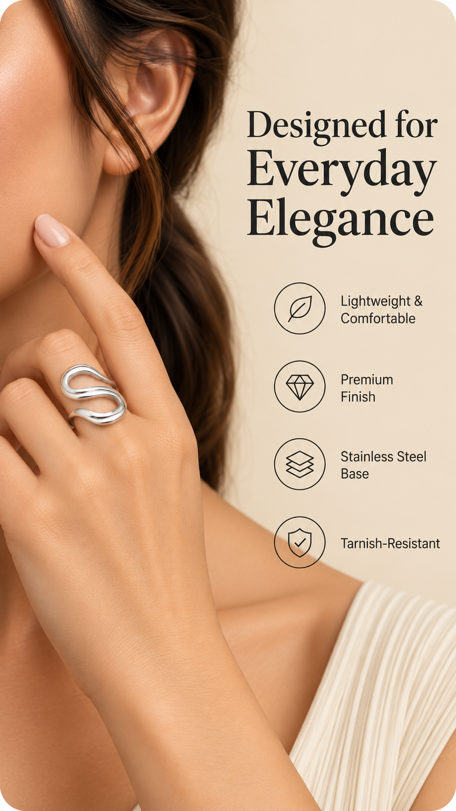 Silver Double Wave Ring – Modern Statement Jewellery | Australian Jewellery