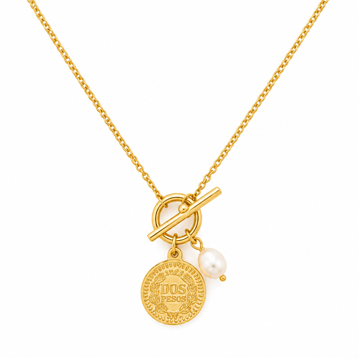 Gold Coin Pearl Toggle Necklace – Elegant Statement Jewellery | Australian Jewellery