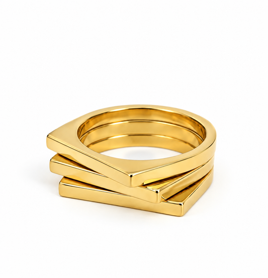 Gold Tiered Edge Ring – Modern Statement Jewellery | Australian Jewellery