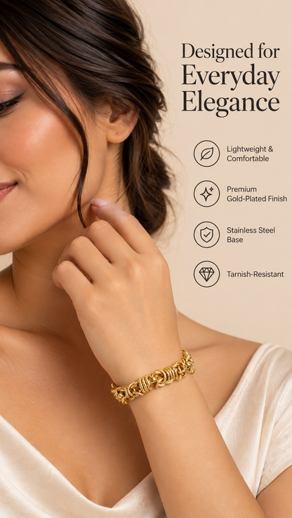 Gold Textured Link Bracelet – Luxury Statement Chain | Australian Jewellery