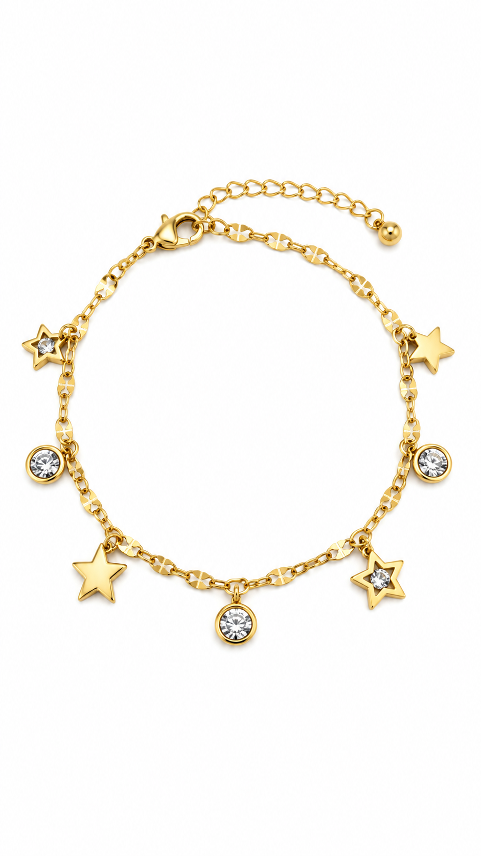 Gold Star & Crystal Charm Bracelet – Elegant Celestial Jewellery | Australian Jewellery