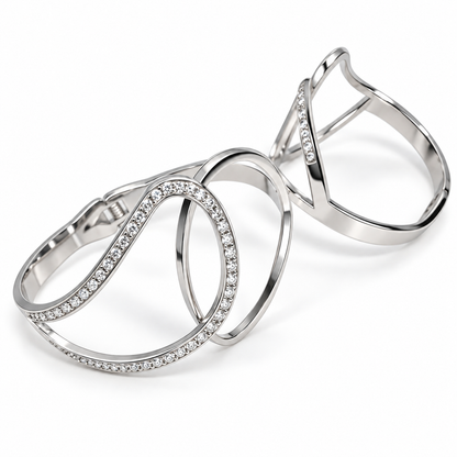 Silver Wave Crystal Bangle – Elegant Statement Bracelet | Australian Jewellery