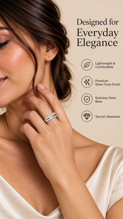 Silver Double Bar Statement Ring – Modern Minimalist Jewellery | Australian Jewellery