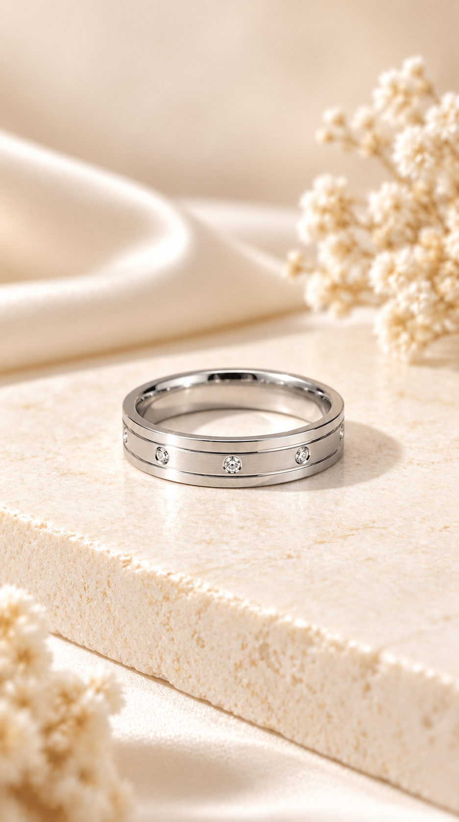 Silver Double Crystal Band Ring – Elegant Minimalist Jewellery | Australian Jewellery
