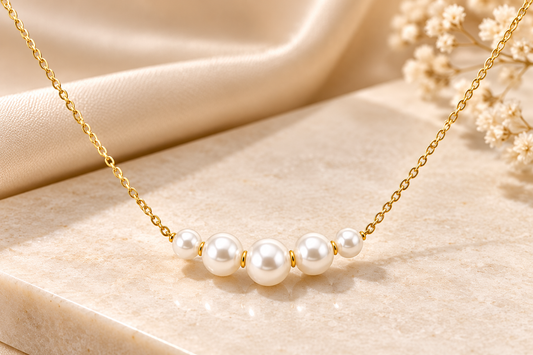 Gold Pearl Harmony Necklace – Elegant Freshwater Pearl Inspired Pendant Jewellery | Australian Jewellery