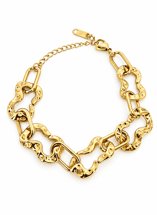 Gold Chunky Link Chain Bracelet – Textured Statement Bracelet | Australian Jewellery