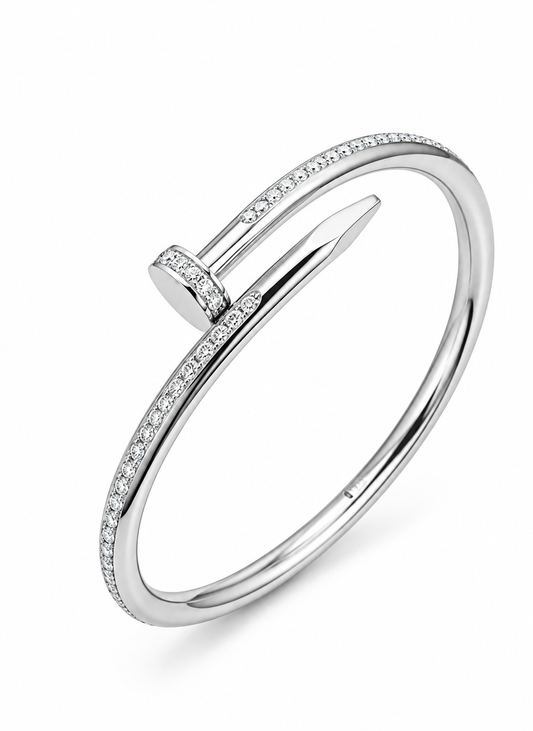 Silver Pavé Nail Cuff Bracelet – Crystal Open Bangle | Australian Jewellery