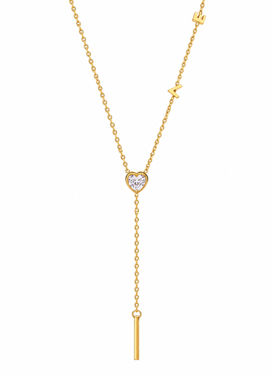 Gold Heart Drop Necklace – Crystal Heart Layered Pendant Jewellery | Australian Jewellery