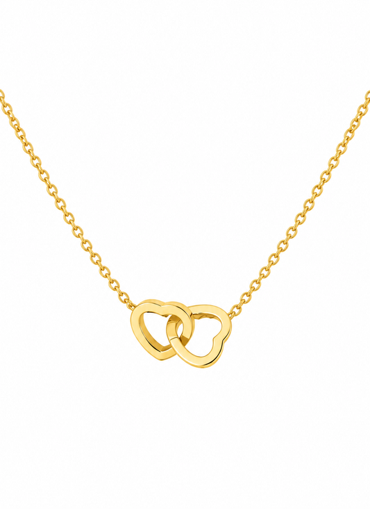 Gold Interlocking Hearts Necklace – Double Heart Pendant Jewellery | Australian Jewellery
