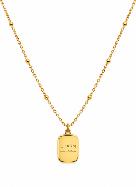 Gold Charm Tag Necklace – Minimalist Pendant Necklace | Australian Jewellery