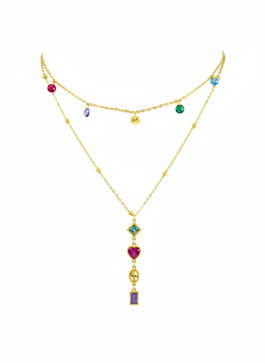 Prism Cascade Layered Necklace