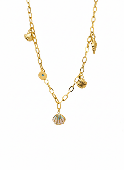Golden Seashell Charm Necklace
