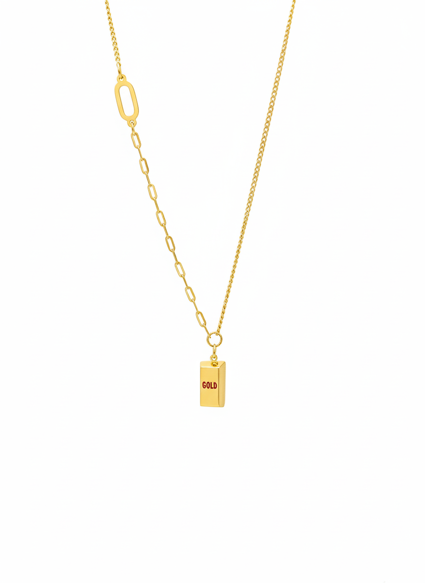 Gold Bar Dual-Link Necklace