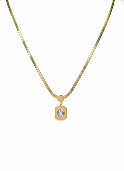 Gold Radiant Square Pendant Necklace