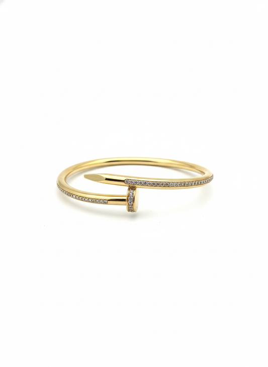 Golden Nail Pavé Wrap Bracelet