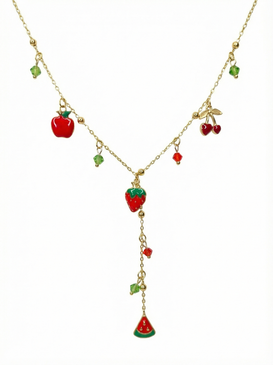 Gold Fruit Charm Necklace