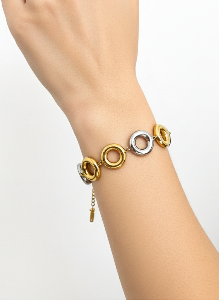 Dual-Tone Orbit Link Bracelet