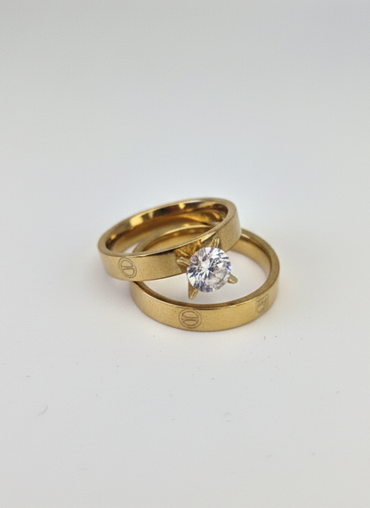 Golden Love Solitaire Ring Set
