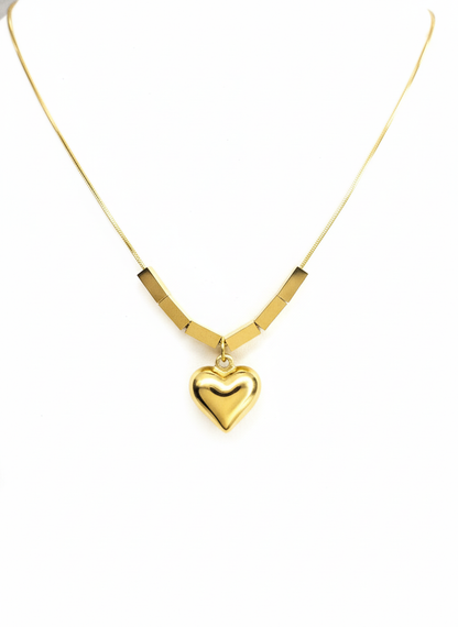 Golden Geo-Heart Pendant Necklace