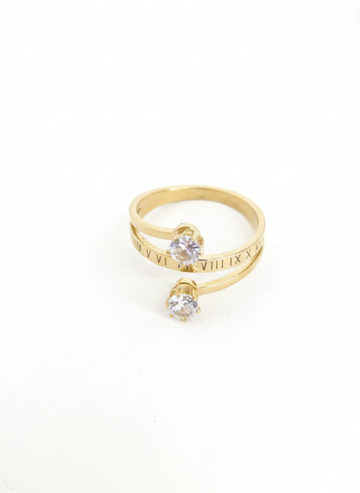Golden Roman Duo Crystal Ring