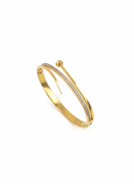 Golden Nail Pavé Cuff Bracelet