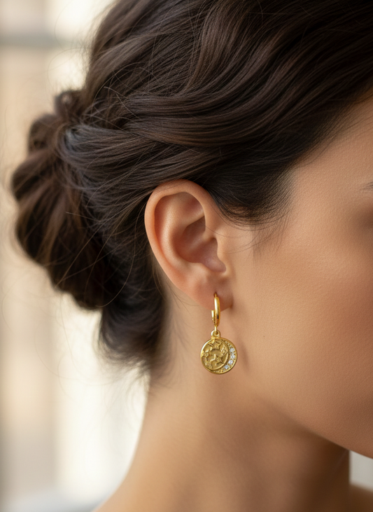 Celestial Moon & Star Hoop Earrings