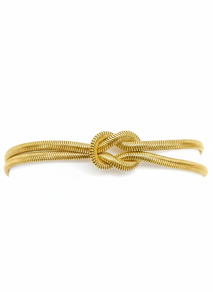 Golden Infinity Knot Cuff Bracelet