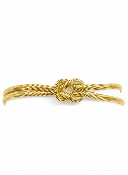 Golden Infinity Knot Cuff Bracelet