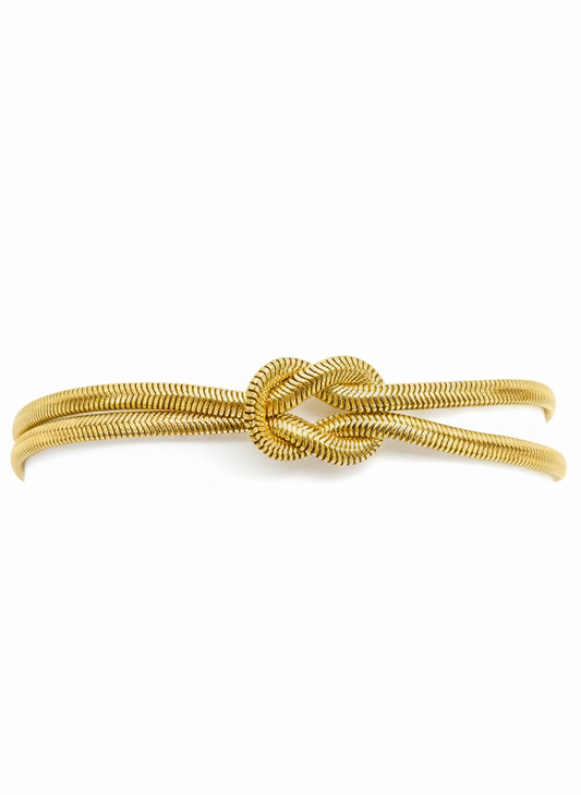 Golden Infinity Knot Cuff Bracelet