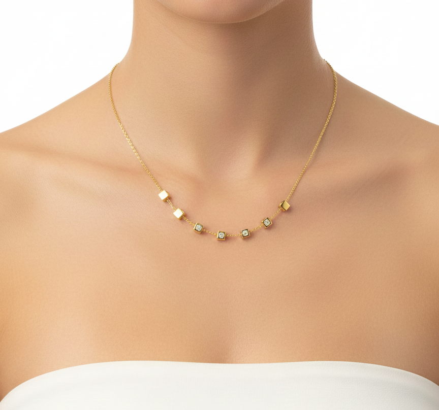 Crystal Cube Station Necklace