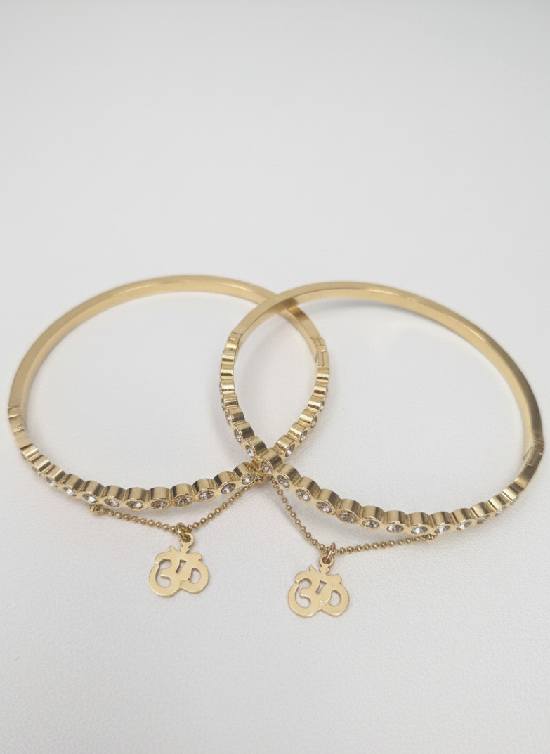 Om Charm Crystal Bangle