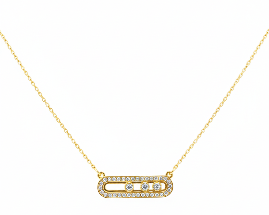 Dainty Triple Stone Bar Necklace