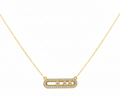 Dainty Triple Stone Bar Necklace