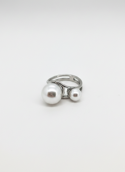 Luna Duo Pearl Silver Ring