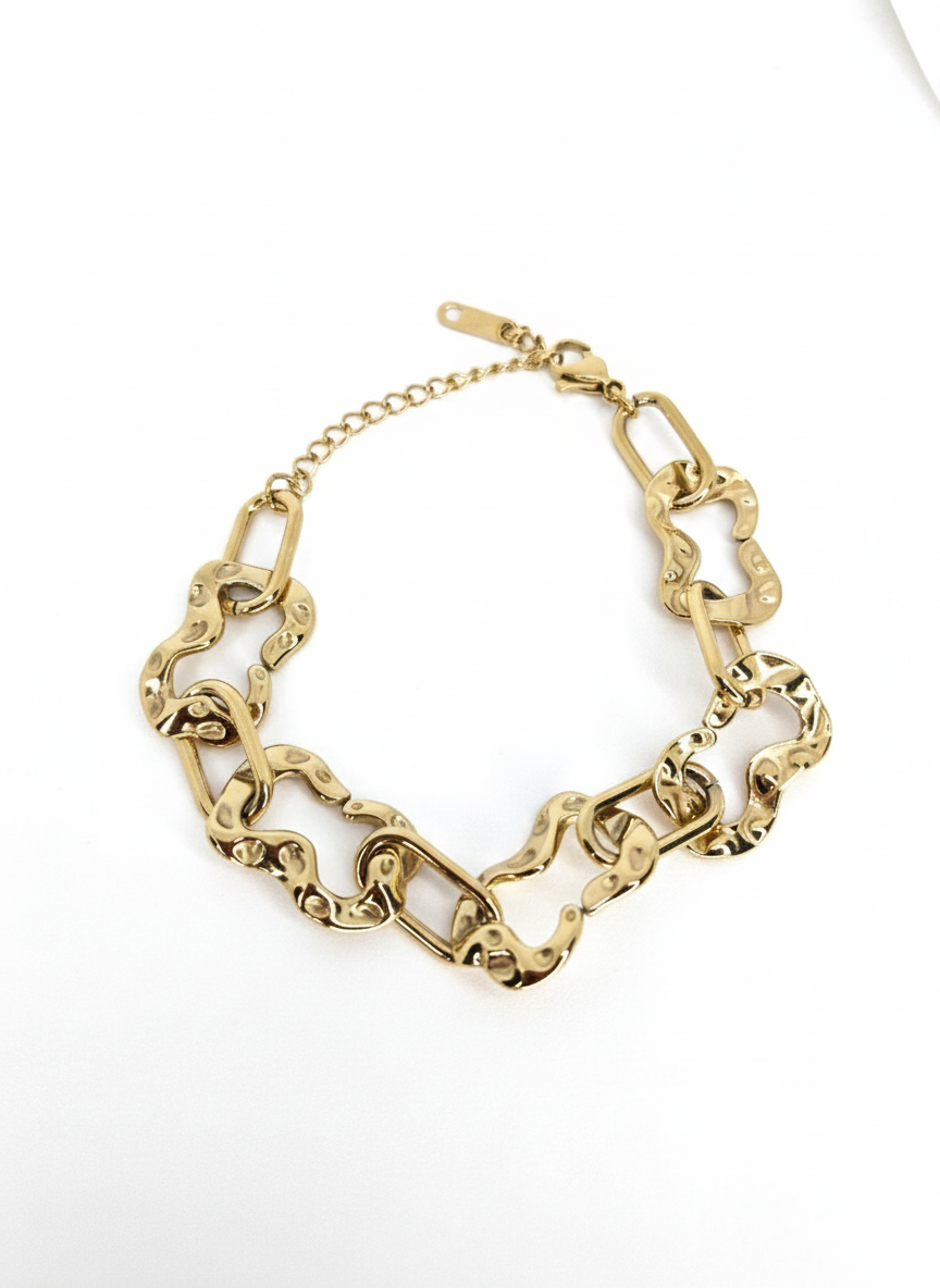 Molten Link Gold Chain Bracelet