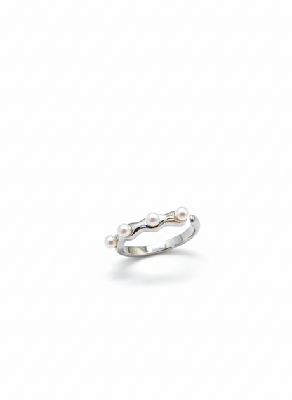 Pearl Wave Silver Ring
