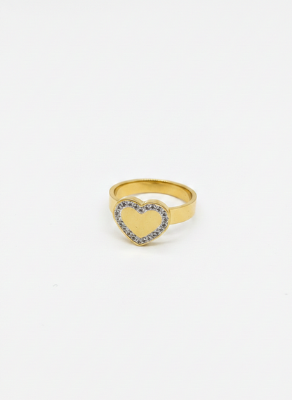 Gold Crystal Heart Ring