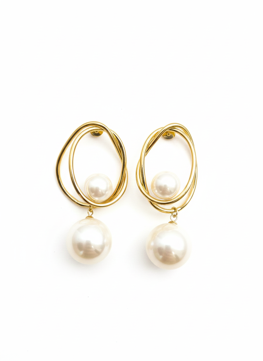 Luminous Orbit Pearl Earrings