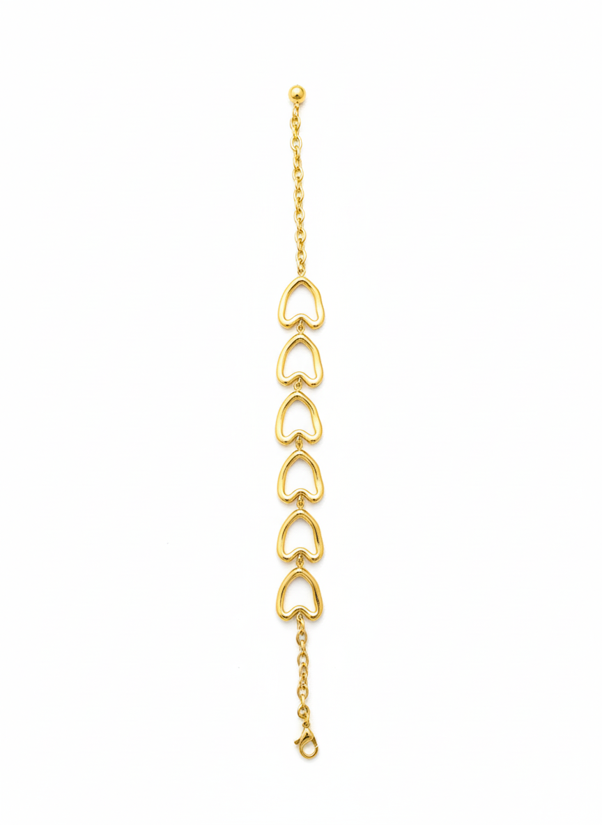 Gold Heart Link Bracelet