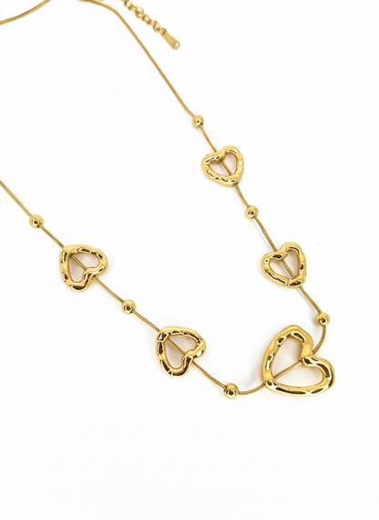 Abstract Open Heart Charm Necklace