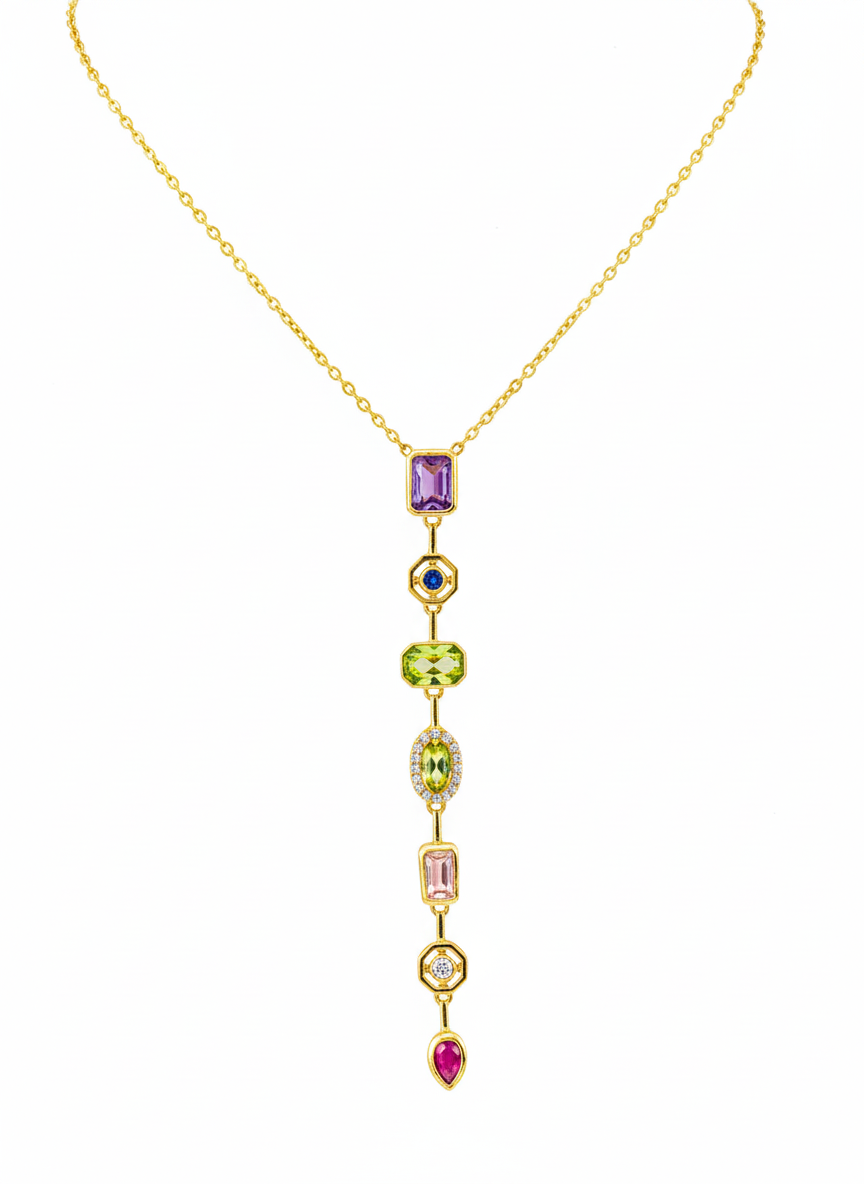 Prism Cascade Multicolour Drop Necklace