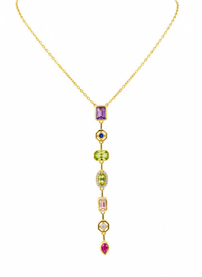Prism Cascade Multicolour Drop Necklace