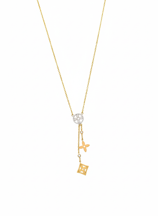 Gold Floral Drop Pendant Necklace