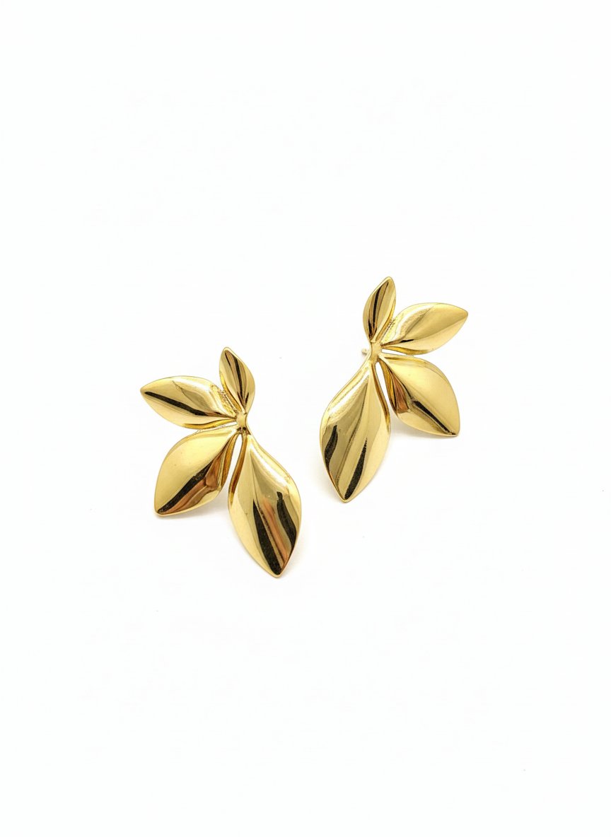 Golden Petal Sculpture Earrings