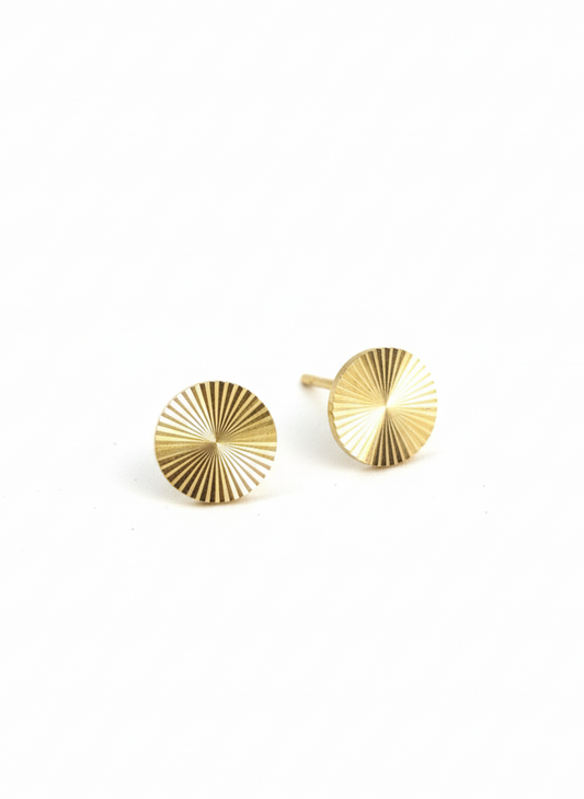Gold Sunburst Stud Earrings