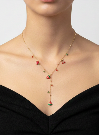 Gold Fruit Charm Necklace